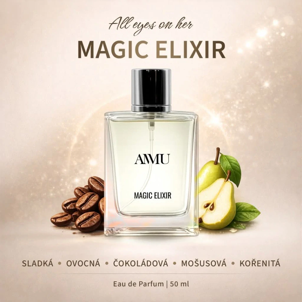 Magic Elixir-Inspirováno vůní YSL Black Opium. dámská parfémová voda 50ml zn. AMMU 